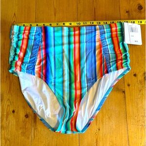 NWT La Blanca striped high waisted bikini swim bottoms 16 16W